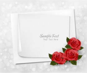 Roses with blank paper vector background 02