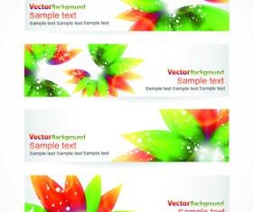 Colorful Spring Leaves Banners Vector 01