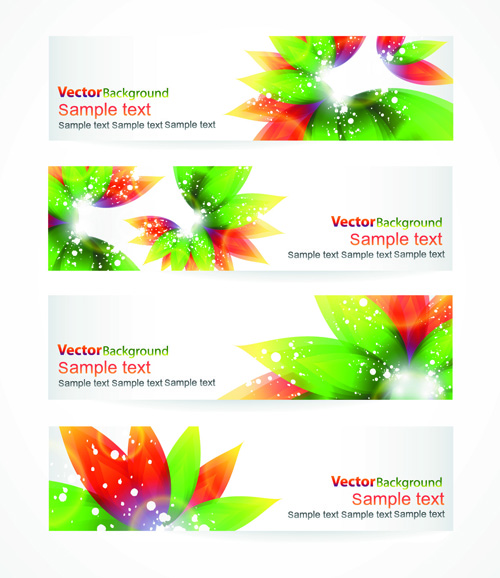 Colorful Spring Leaves Banners Vector 01