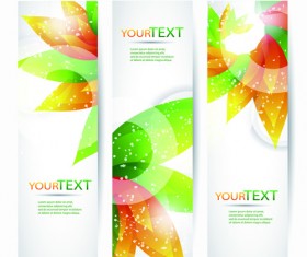 Colorful Spring Leaves Banners Vector 03