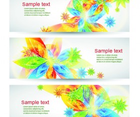 Colorful Spring Leaves Banners Vector 04