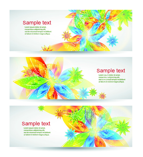 Colorful Spring Leaves Banners Vector 04