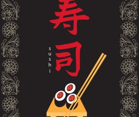 Sushi Menu cover design vector 02