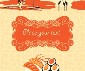 Sushi Menu cover design vector 04