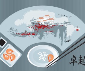Sushi Menu cover design vector 05