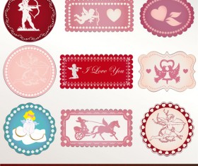 Valentine Cupid labels vector