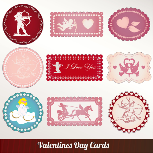 Valentine Cupid labels vector