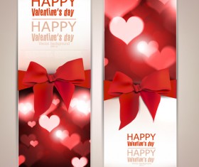 Valentine Day Banners and bow vector 01