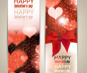 Valentine Day Banners and bow vector 02