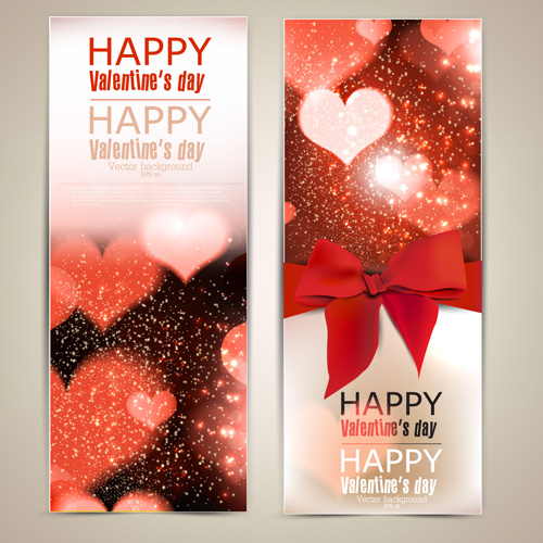 Valentine Day Banners and bow vector 02