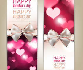 Valentine Day Banners and bow vector 04