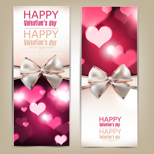 Valentine Day Banners and bow vector 04