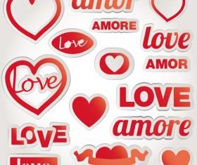 Valentine elements Stickers vector