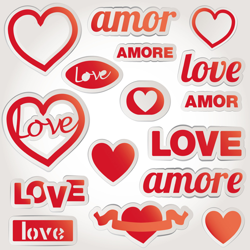 Valentine elements Stickers vector
