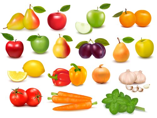 Vegetables and Fruit design elements vector