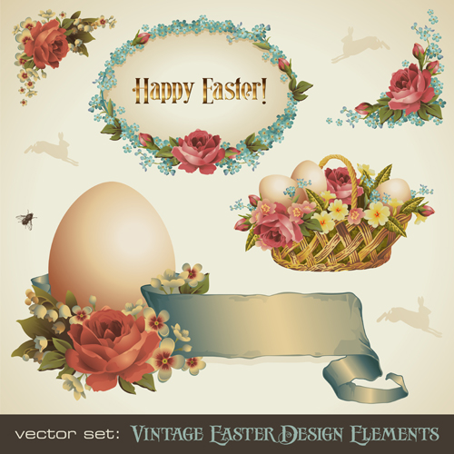 Vintage Easter decorate Illustration vector 01