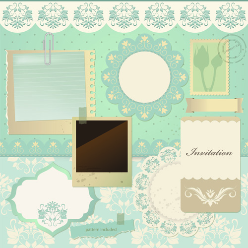 Vintage Paper with lace vector 02