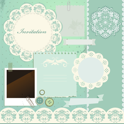 Vintage Paper with lace vector 03