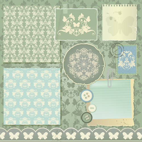 Vintage Paper with lace vector 04