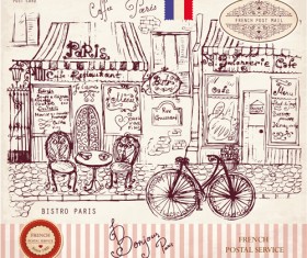 Vector Vintage Paris style post card 01