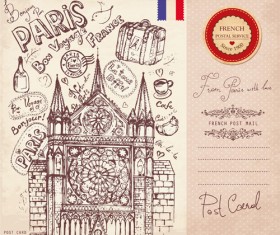 Vector Vintage Paris style post card 02