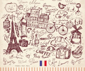 Vector Vintage Paris style post card 03