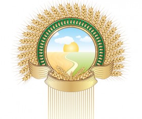 Set of Wheat vector lables 02