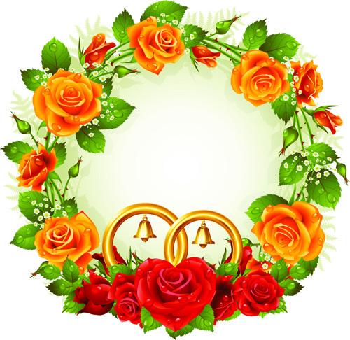 Download Flowers Wreath design vector 02 free download