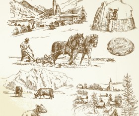 Hand drawn Agriculture elements vector 03