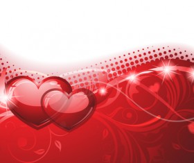 Background and Romantic hearts vector graphics 01