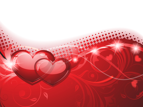 Background and Romantic hearts vector graphics 01