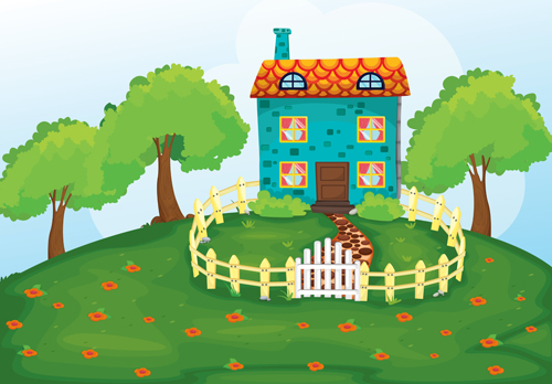 Cartoon fairytale town vector 05