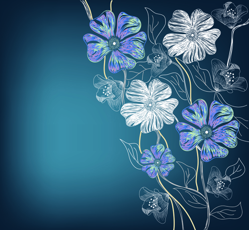Flowers background design elements vector 01