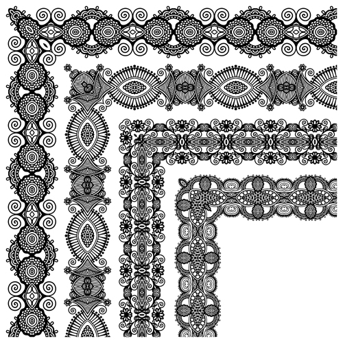 Set of Lace ribbons borders vector 04