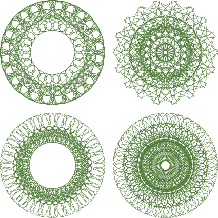 Guilloche with rosettes elements vector graphics 05