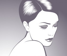 Stylish Woman Hairstyle elements vector 01