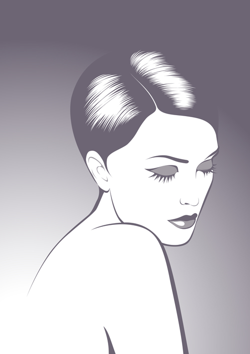 Stylish Woman Hairstyle elements vector 01
