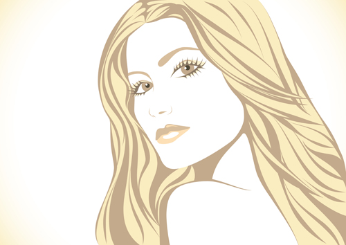 Stylish Woman Hairstyle elements vector 03