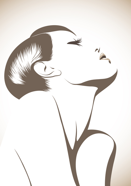 Stylish Woman Hairstyle elements vector 05