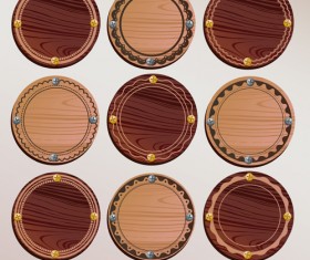 Set of Wooden plaques labels vector 02
