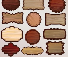 Set of Wooden plaques labels vector 04