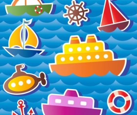 Paper cut of Cartoon Maritime transport elements vector 01