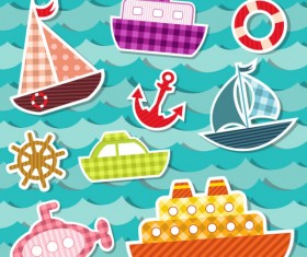 Paper cut of Cartoon Maritime transport elements vector 04