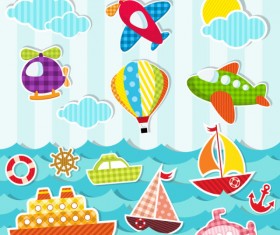 Paper cut of Cartoon Maritime transport elements vector 05