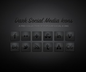 Dark elements of Social Media Icons psd