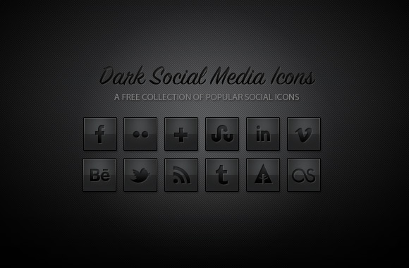 Dark elements of Social Media Icons psd