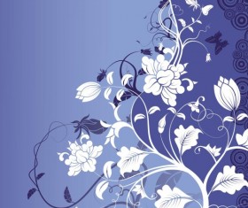 Blue background with flower art vector