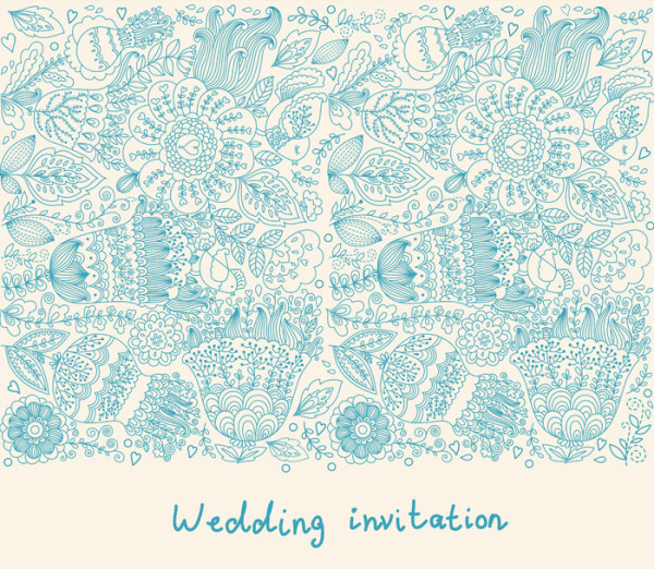 Romantic wedding Invitation card vector 02