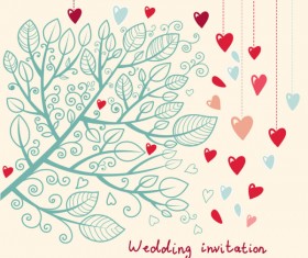 Romantic wedding Invitation card vector 04