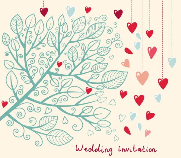 Romantic wedding Invitation card vector 04